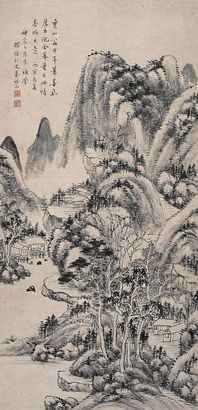 秦祖永 丙寅（1866年）作 水墨风景 立轴