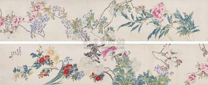 任薰 （款） 庚辰（1880年）作 百花图卷 手卷