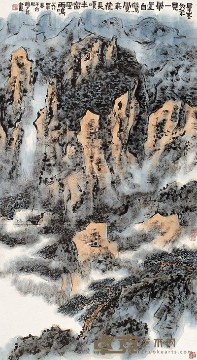 赖少其 1984年作 半窗风雨鸣 立轴 152×83cm