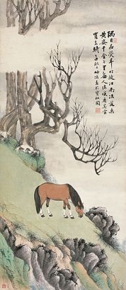 赵叔孺 1925年作 神驹图 立轴