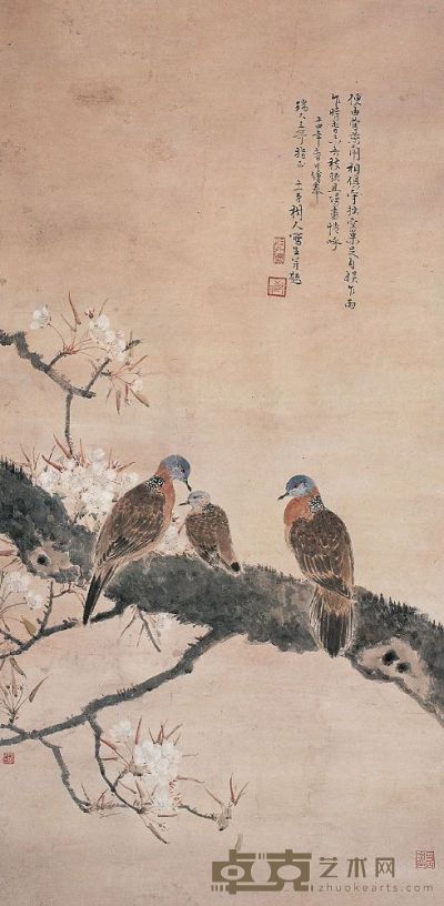 陈树人（1884～1948）梨花斑鸠图 