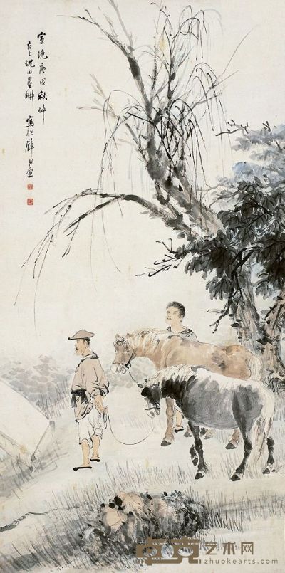 倪田（1855～1919）牧归图 