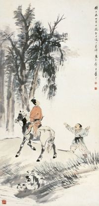 倪田（1855～1919）骑猎图