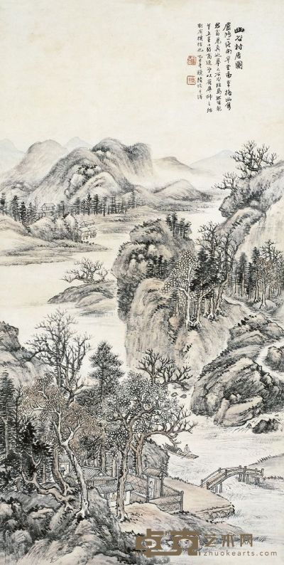 陆恢（1851～1920）幽谷村居图 