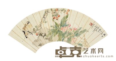 任熏（1834～1893）秋花栖鸟图 