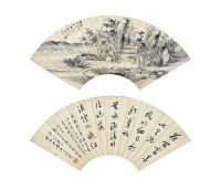 溥伒（1893～1966）杨振声（1890～1956）竹林古寺图·书法
