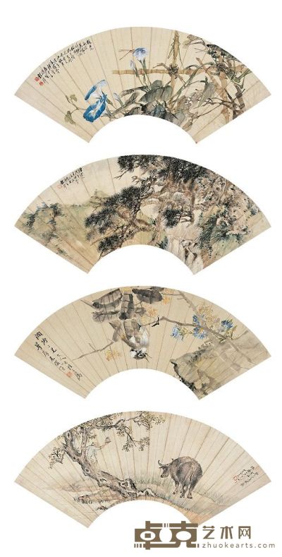 程璋（1869～1938）朱偁（1826～1900）王素（1794～1877）花鸟珍禽图 
