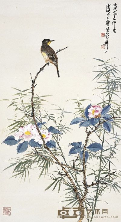 谢稚柳(1910~1997)花竹幽禽图