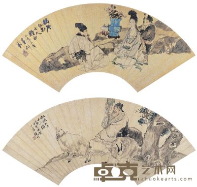 倪田（1855～1919）徐祥［清］ 相娱图·苏武牧羊图 