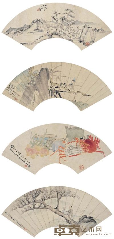 吴云（1811～1883）、李育（1843～ ？）、舒浩［清］、汤涤（1878～1948）山水·花鸟 