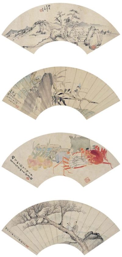 吴云（1811～1883）、李育（1843～ ？）、舒浩［清］、汤涤（1878～1948）山水·花鸟