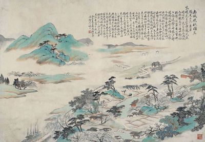 黄山寿（1855～1919）南城晚眺图