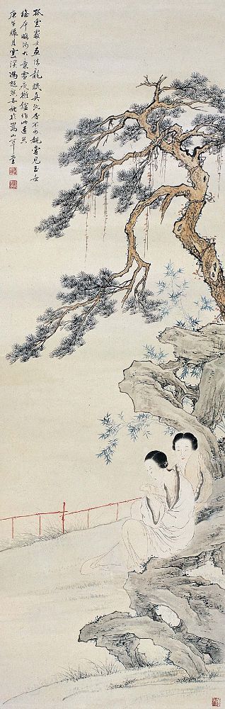 冯超然（1882～1954）松阴仕女图