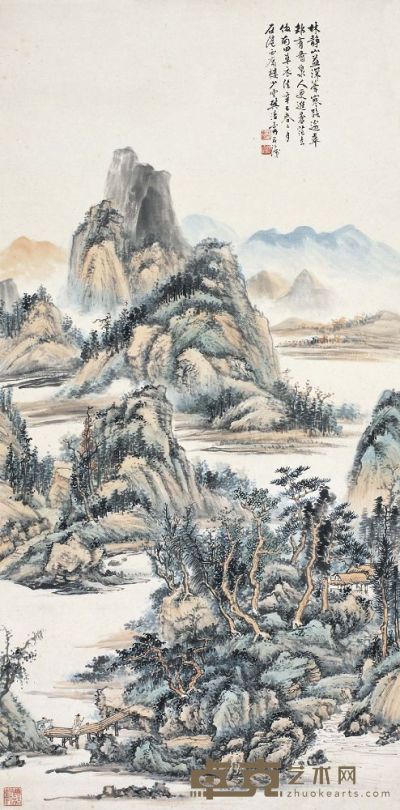 樊浩霖（1885～1962）深山看泉图 