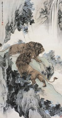 张善孖（1882～1940）双狮图