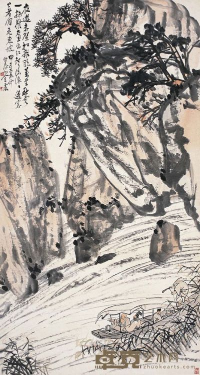 王震（1867～1938） 赤壁夜游图 