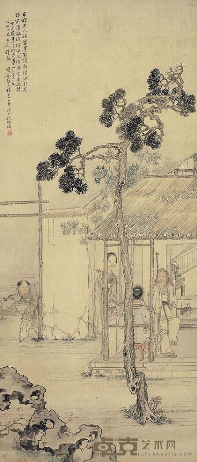 钱慧安（1833～1911）和睦人家图 
