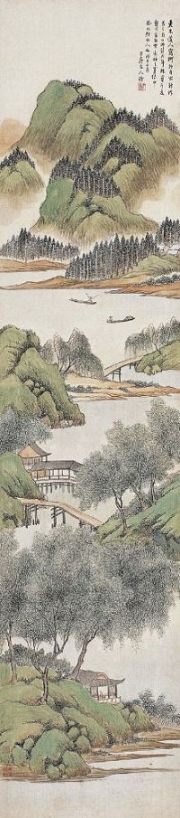 林纾（1852～1924）深柳临阁读书图