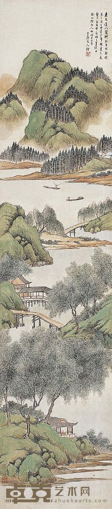 林纾（1852～1924）深柳临阁读书图 