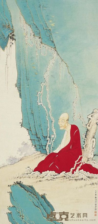 陈缘督（1902～1967）高僧参禅图 