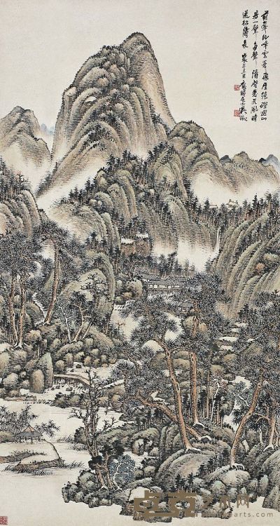 吴征（1878～1949）松山高隐图 