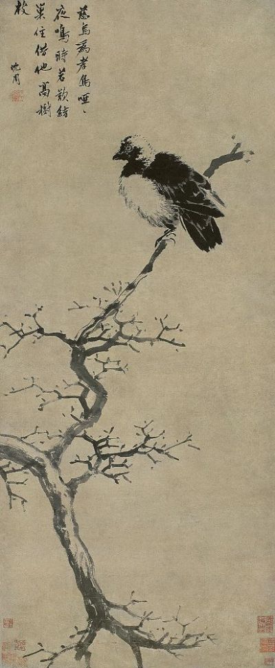 沈周（1427～1509）古木慈鸟图