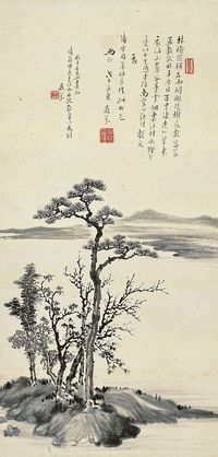 梁鼎芬（1859～1920）树色平远图