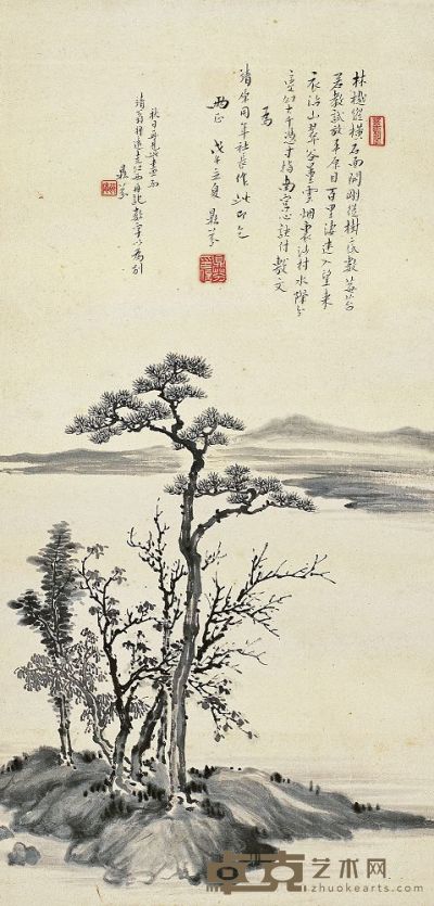 梁鼎芬（1859～1920）树色平远图 