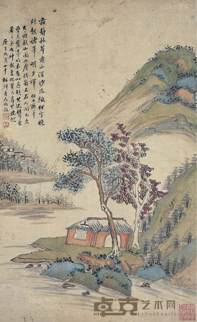 翁同龢（1830～1904） 秋山红树图 
