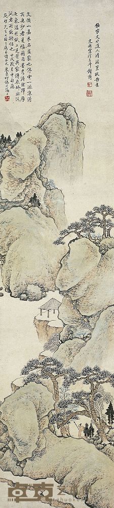 文鼎（1766～1852）清溪策杖图 