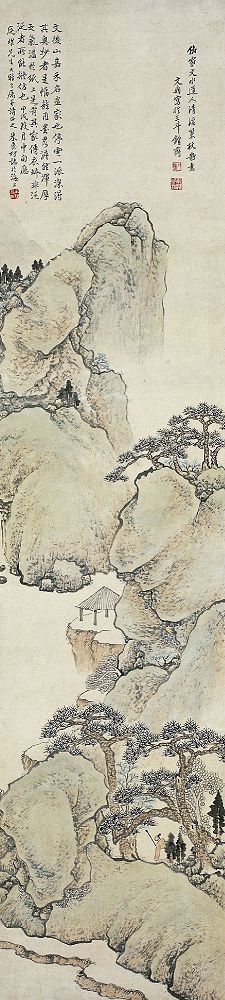 文鼎（1766～1852）清溪策杖图