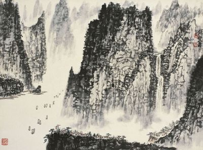 钱松嵒（1899～1985）峡江帆影图