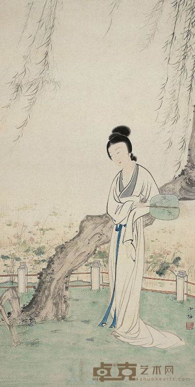 陈少梅（1909～1954）柳阴仕女图 