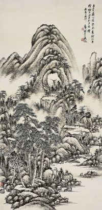 吴征（1878～1949）深山古寺图