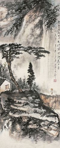 唐云（1910～1993）观瀑图