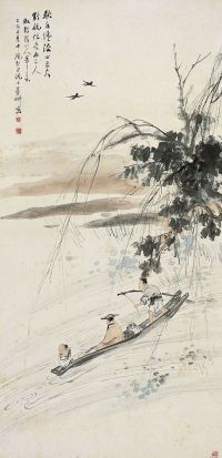 倪田（1855～1919）秋水野航图
