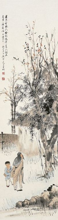 倪田（1855～1919）草庐高士图