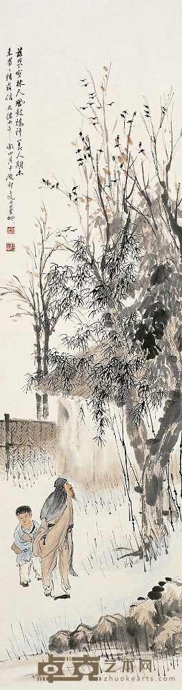 倪田（1855～1919）草庐高士图 