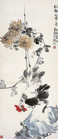 张书旗（1900～1957）菊鸡图