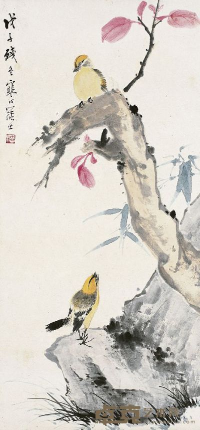 江寒汀（1903～1963）红叶双禽图 