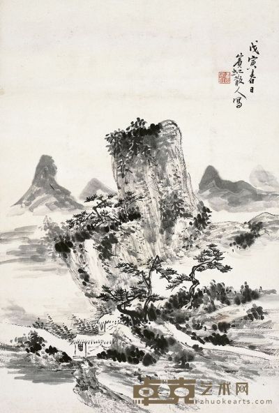 黄宾虹（1865～1955）松山草阁图 