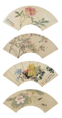吴熙载（1799～1870）倪璨（1764～1841）舒浩［清］花鸟