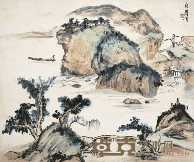 钱瘦铁（1897～1967）山水图 