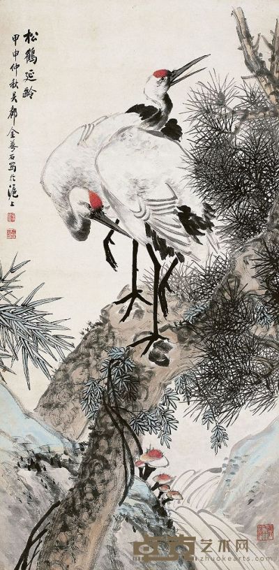 金梦石（1869～1947后）松鹤延龄 