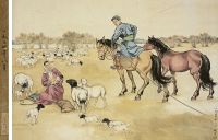 尹瘦石（1919～1998）秋原放牧图