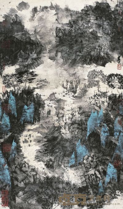 卓鹤君（1943～）溪山图 