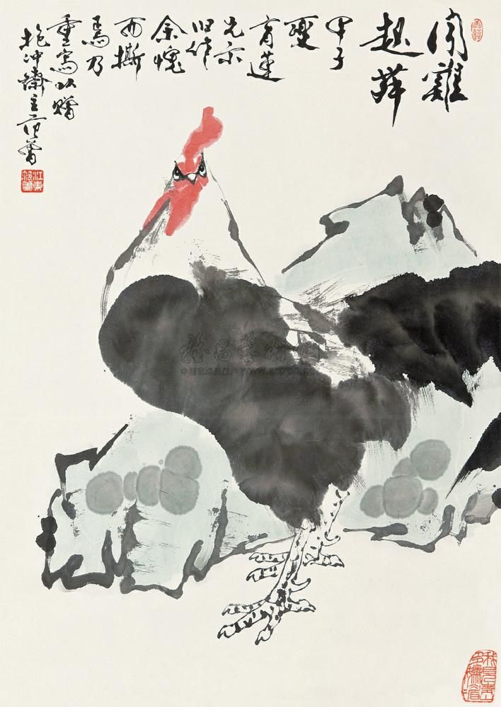 范曾 1984年作 闻鸡起舞 立轴68×49cm