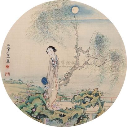 管平 月上柳梢头 立轴
