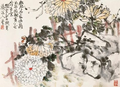 赵云壑 竹篱黄花 立轴