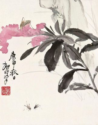 陆抑非 1980年作 花鸟 立轴